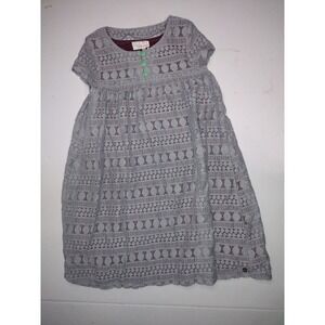 Matilda Jane 435 Girls Size 8 Gray Lace Dress Short Sleeve Lined